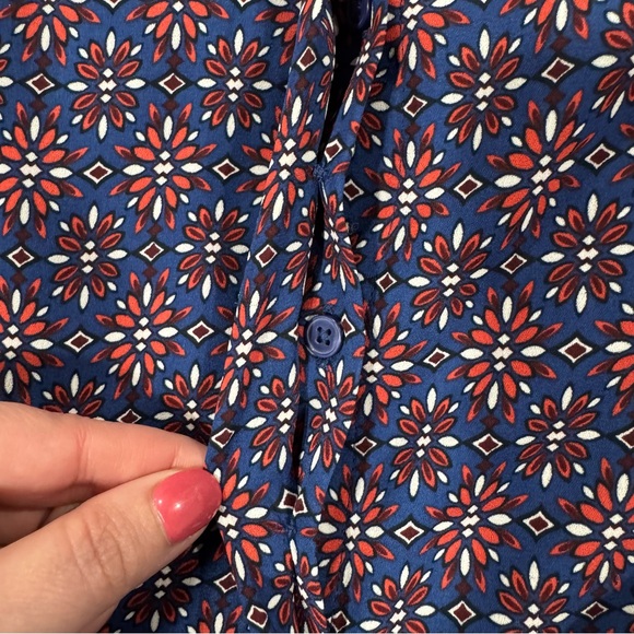 Banana Republic Blue & Red Long Sleeve Dress Functional Buttons Nursing Friendly - Picture 8 of 16